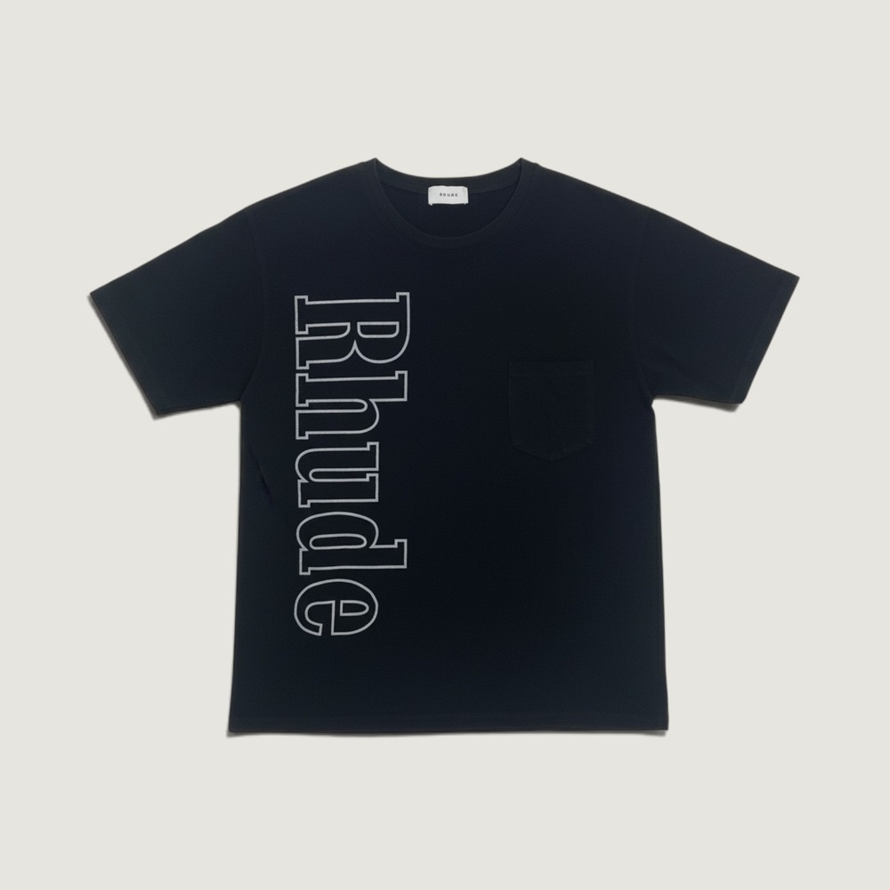 Rhude T-Shirt Vertical Logo Pocket Tee Black Small